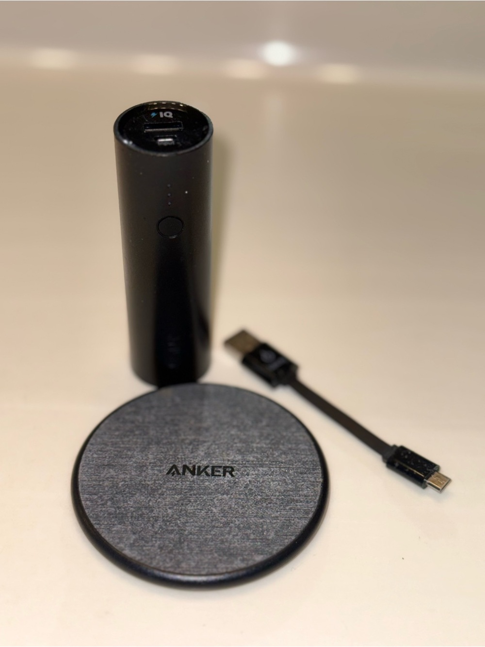 Anker Black Wireless Charging Pad with Portable Power Bank and Cable